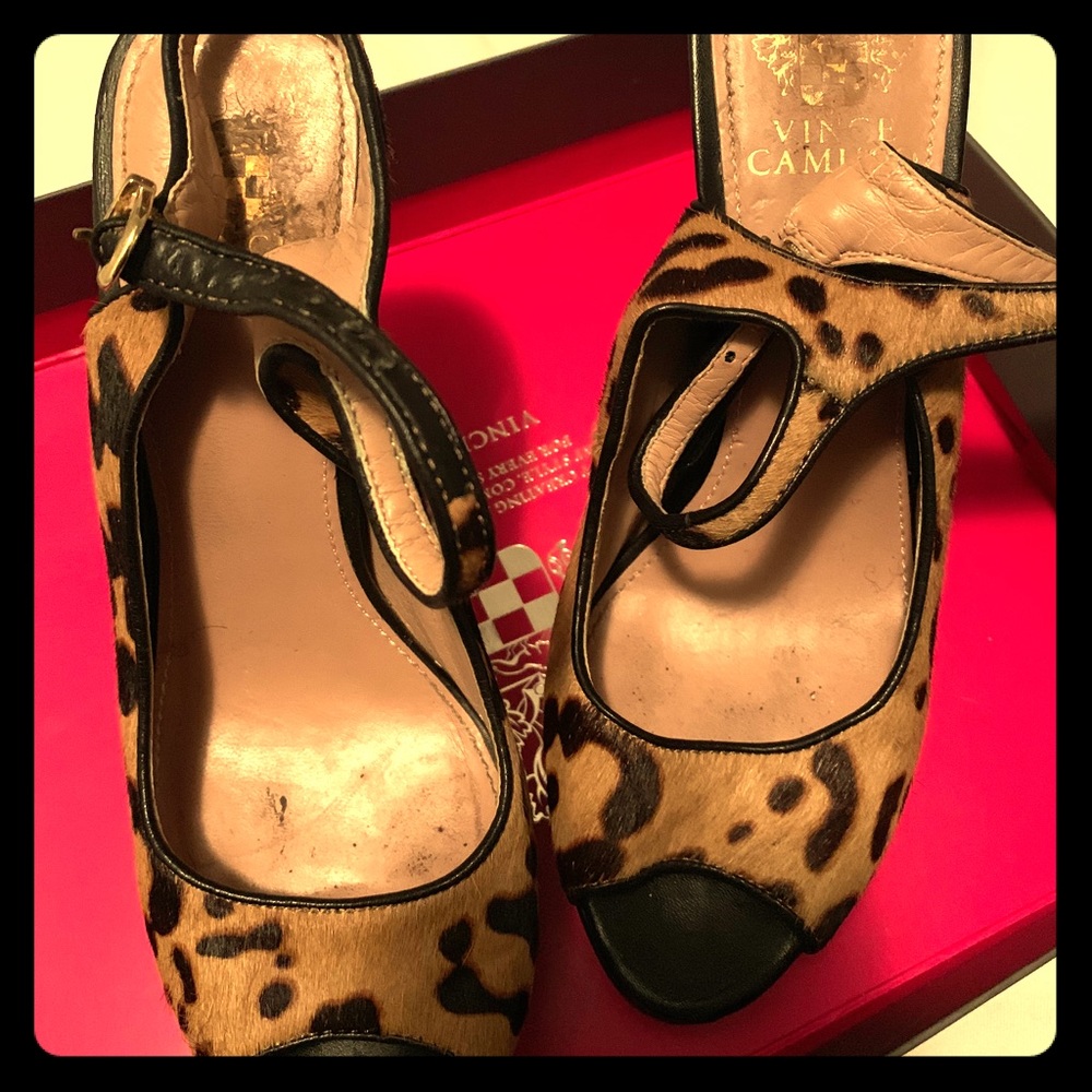 Cow print heels